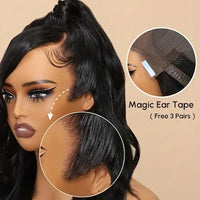 Luxurious 26" Straight Lace Front Wig - Natural Black, 200% Density, 13x4 HD Lace, Seamless Blend with Baby Hair, High-Quality Synthetic Fiber, Synthetic Lace Front Wig