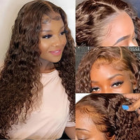 Chic 26-Inch Chocolate Brown Curly Wave Lace Front Wig - HD Pre-Plucked, Glue less with Natural Hairline & Youngsters Hairs, 100% Density, Versatile 13x4 Large Lace Frontal, Perfect for All Skin Tones