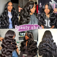100% Virgin Brazilian Hair Extensions in Natural Black Color, Available in 12-40 Inch Body Wave Bundles, Sold in 1/3 Bundles.