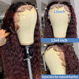 Ombre 1B/99J Burgundy Red Colored Deep Wave 32 Inch Lace Frontal Wig For Women Natural Heat Resistant Fiber Synthetic Wigs