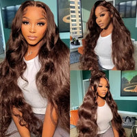 Brown Body Wave Wig Lace Front Wigs Synthetic Natural Wave Heavy Density Glue less Lace Wig for Women Synthetic Fiber Wig