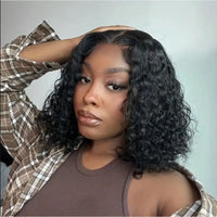13x4 Water Wave Frontal 14 Inch Curly Bob Wig Wet and Wavy For Women