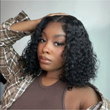 13x4 Water Wave Frontal 14 Inch Curly Bob Wig Wet and Wavy For Women