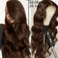 Brown Body Wave Wig Lace Front Wigs Synthetic Natural Wave Heavy Density Glue less Lace Wig for Women Synthetic Fiber Wig