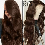Brown Body Wave Wig Lace Front Wigs Synthetic Natural Wave Heavy Density Glue less Lace Wig for Women Synthetic Fiber Wig