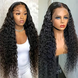 Black Curly Wave Small Curly Hair Medium Long 13X4 HD Transparent Lace Front Non Glue Opening 100% High Temperature Silk Wig Natural Easy to Care for Washable 26 Inches 180% Density