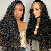 Black Curly Wave Small Curly Hair Medium Long 13X4 HD Transparent Lace Front Non Glue Opening 100% High Temperature Silk Wig Natural Easy to Care for Washable 26 Inches 180% Density